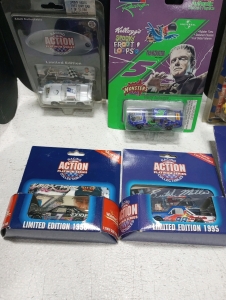 Racing Action car Collectables and a Revell Car , Excedrin PM Car , Gargoyles Car