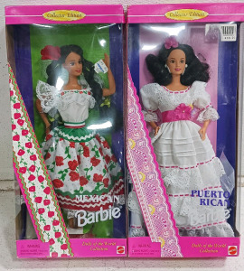 (1) Mexican Barbie - Dolls of the World Collection (1) Puerto Rican Barbie - Dolls of the World Collection