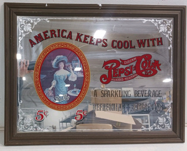 (1) Vintage Pepsi-Cola Advertising Mirror - 1978 - 34"&times;26⅛" [5000]