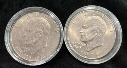 (2) Vintage Eisenhower Silver Dollars