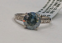 Moissanite Round Silver Ring (size 7 - 2