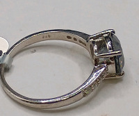 Moissanite Round Silver Ring (size 7 - 3