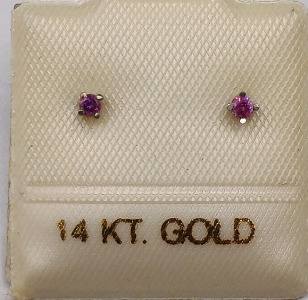 14K AB Pink Diamond Stud Earrings