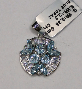 Blue Topaz Cluster Pendent