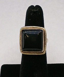 Silver Ring Black Stone (size 6)