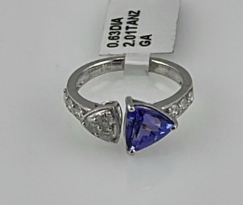 Platinum 2.01ct. Tanzanite Zoisite & 0.63ct Diamond Ring Size 6-3/4 W/ GemAssure. C.O.A. (Value $11,590.00)