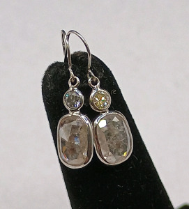 Crystal and Diamond Silver Earrings