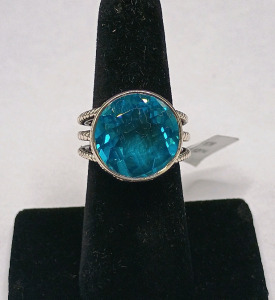 8CT Blue Quartz .925 Silver Ring