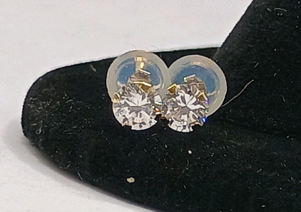 Gold Dia cz Stud Earrings