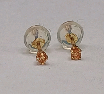 10K Gold Amber Gemstone Stud Earrings