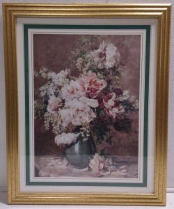 25&frac12;"x 31&frac12;"x &frac34;" "Still Life of Peonies & Roses" By Fran&ccedil;ois Rivoire