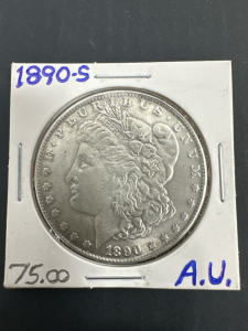 1890-S Better Date Morgan U.S. Silver Dollar in A.U. Grade Condition