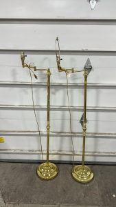 (2) Vintage Brass Standing Lamps - 10&rdquo; x 10&rdquo; x 54&rdquo; (No Shade)