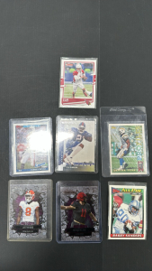(7) Various Football Sports Cards Including Topps, Wild Card, and Donruss (More Info in Photos)