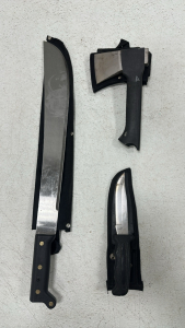 18&rdquo; Machete with Plastic Handle, Gerber Small Survival Hatchet, Coast Port USA Fixed Blade Knife