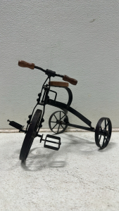 Vintage Wrought Iron and Wood Miniature Tricycle