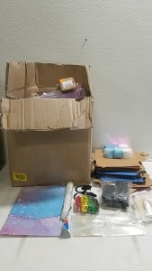 Box of Assorted items-Filing Dividers, Party Supplies, Cards, Decor and More!