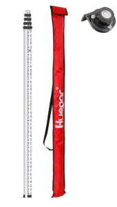 (1) Huepar 16 - Foot Aluminium Grade Rod -8ths 5 Sections Telescopic with Bubble Level - Waterproof Soft Carrying Bag Included GR5
