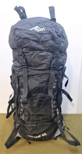 (1) 90L Hiking/Camping Backpack, Black
