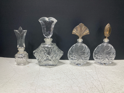 (4) Vintage Glass Perfume Bottles