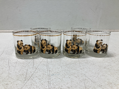 (6) Vintage Culver Black & Gold Panda Low Ball Glasses