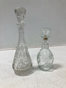 (2) Vintage Crystal Glass Decanters
