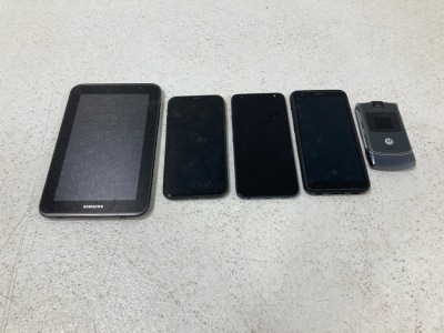 (4) Phones, (1) Small Tablet