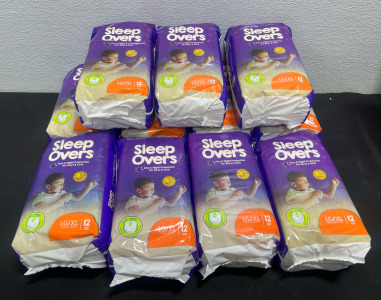 (11) Sleep Overs Youth Pull Ups- Sise Lg/XL- 12 Per Pack- UNOPENED Brand New, Great Condition