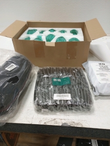 Green glass vases small,Face Masks, Small Black baggies, Speaker case Misc