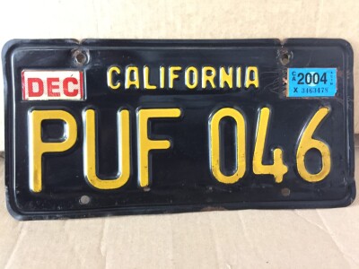 California Black Plate / Lic Plate PUF 046 - Way Cool