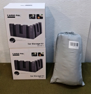 (2) Cargo Pal, 4-Piece Car Storage Block Sets & (1) 39" x 47" Quilted Lap Blanket