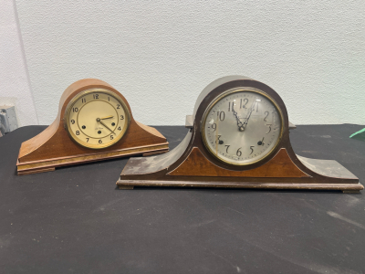 Vintage French Lead Crystal Quartz Movement Desk Clock & Vintage Seth Thomas (Westminster Chimes) Mantle Clock