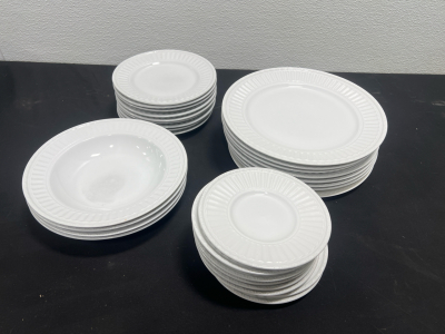 Assorted White Glass Dishes, Plates, Pasta Bowls and More