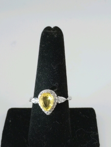Aquamarine Princess cut ring size 7 , Teardrop cut Amber Citrine Faceted ring size 8