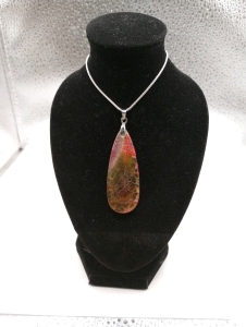 Peachblow Blue Striped Agate Pendant.925 Silver Necklace, Natural Cyan Peach Fire Agate Teardrop Pendant Silver.925 Necklace,Ruby in Fuchsite Inverted Triangle Pendant.925 Silver Necklace