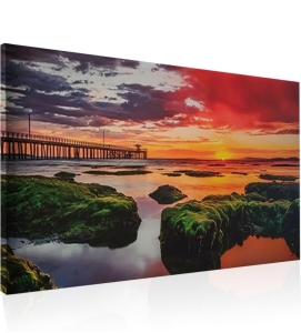 56" Wide Projector Screen and 40x20" Canvas Art Print Point Lonsdale Sunset