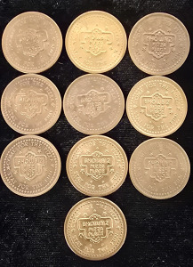 (10) Showbiz Pizza Place Play Tokens, Collectible