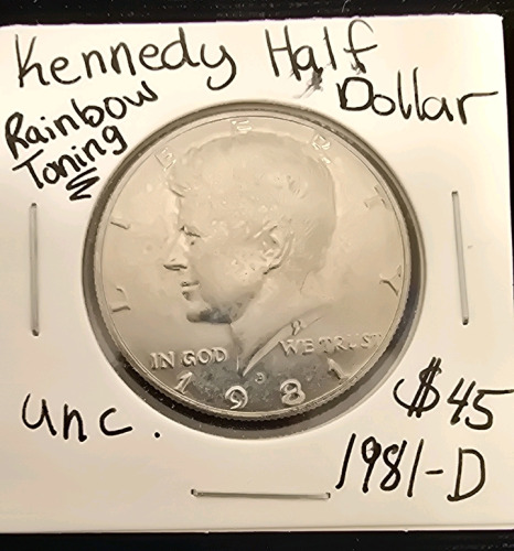 1981-D Kennedy Half Dollar Rainbow Toning