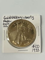 1933 Reproduction Gold Plated Walking Liberty Dollar