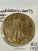 1933 Reproduction Gold Plated Walking Liberty Dollar - 2