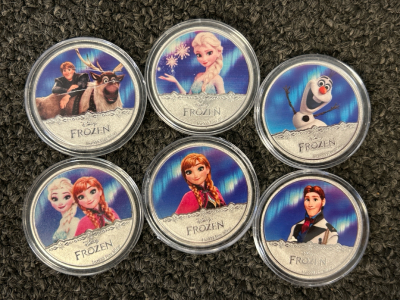 (6) Disneys "Frozen" Silver Plated Collectible Coins