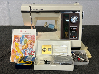 Vintage Kenmore Sewing Machine Model 17922 With Parts and Accessories