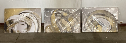 (3) Black Gold Abstract Print