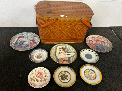 Picnic Basket, Collectable Plates, Mini Plates
