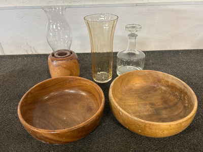 Wooden Bowls, Vases, & More