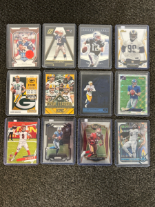 (12) Football Cards - Tom Brady, Aaron Rodgers, & More