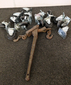 Rolling Cart Wheels and Aged Binder