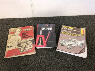 Toyota Pickup Manual, Cartridge Reloading Manual, and Briggs and Stratton Repair Book