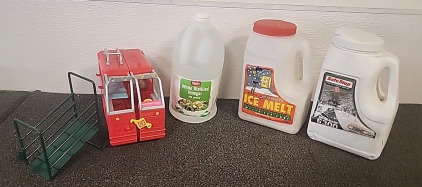 Safe Step Ice Melt... Road Runner Ice Melt... White Distilled Vinegar.. Toys..