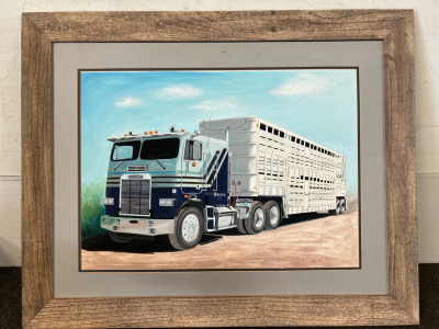 Large Blue Semi Truck Painting